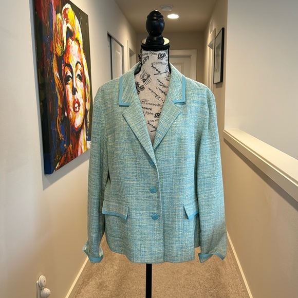 PENDLETON Womens Jacket Blazer Turquoise Classic 3 Button Silk Lined - Picture 1 of 12